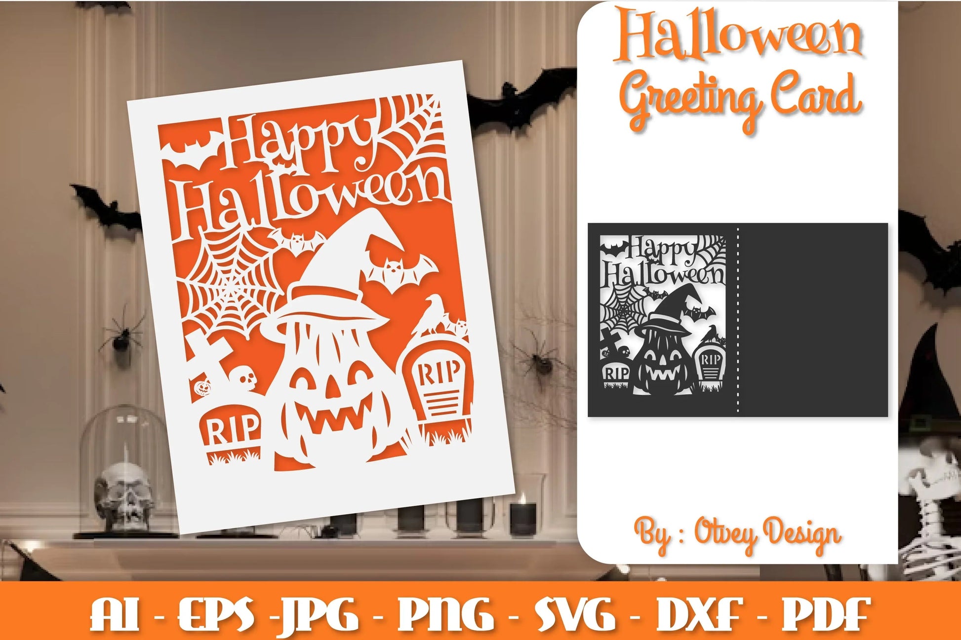 Halloween Scene Greeting Card SVG Bundle - CraftNest - Digital Crafting and Art