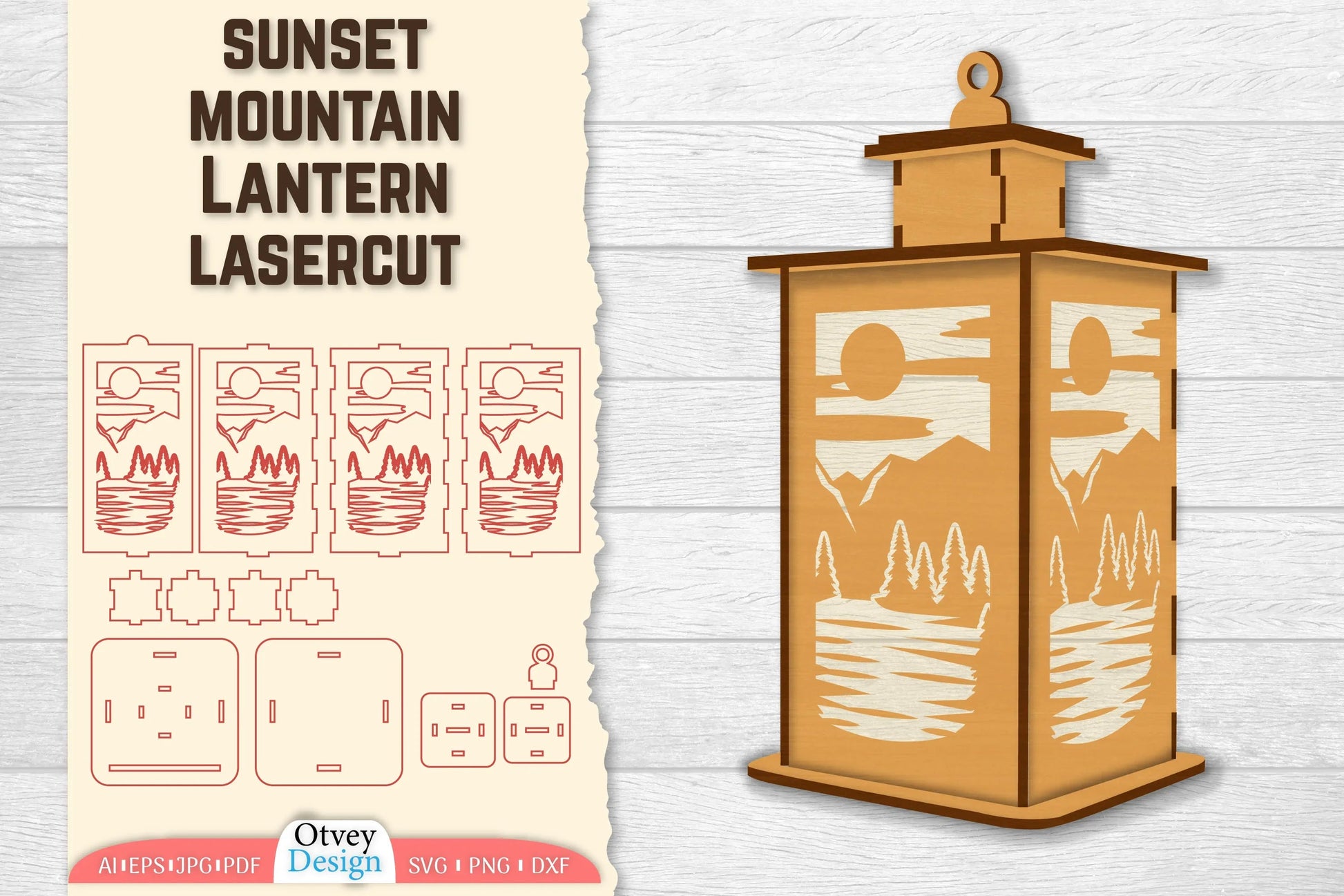 Sunset Mountain Lamp Lasercut SVG Bundle 4 - CraftNest - Digital Crafting and Art