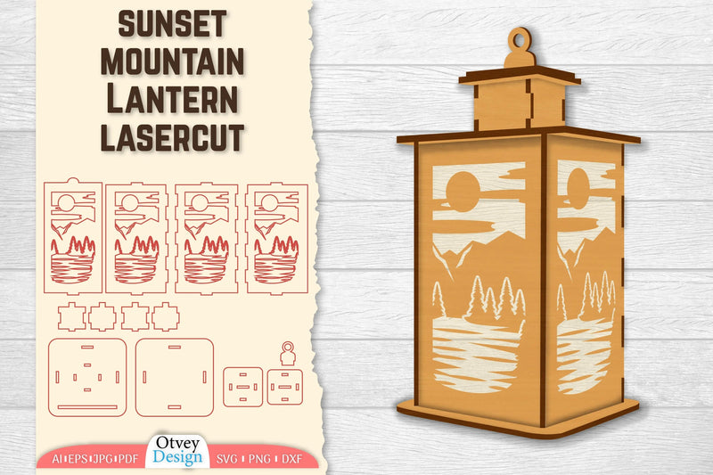 Sunset Mountain Lamp Lasercut SVG Bundle 4 - CraftNest - Digital Crafting and Art