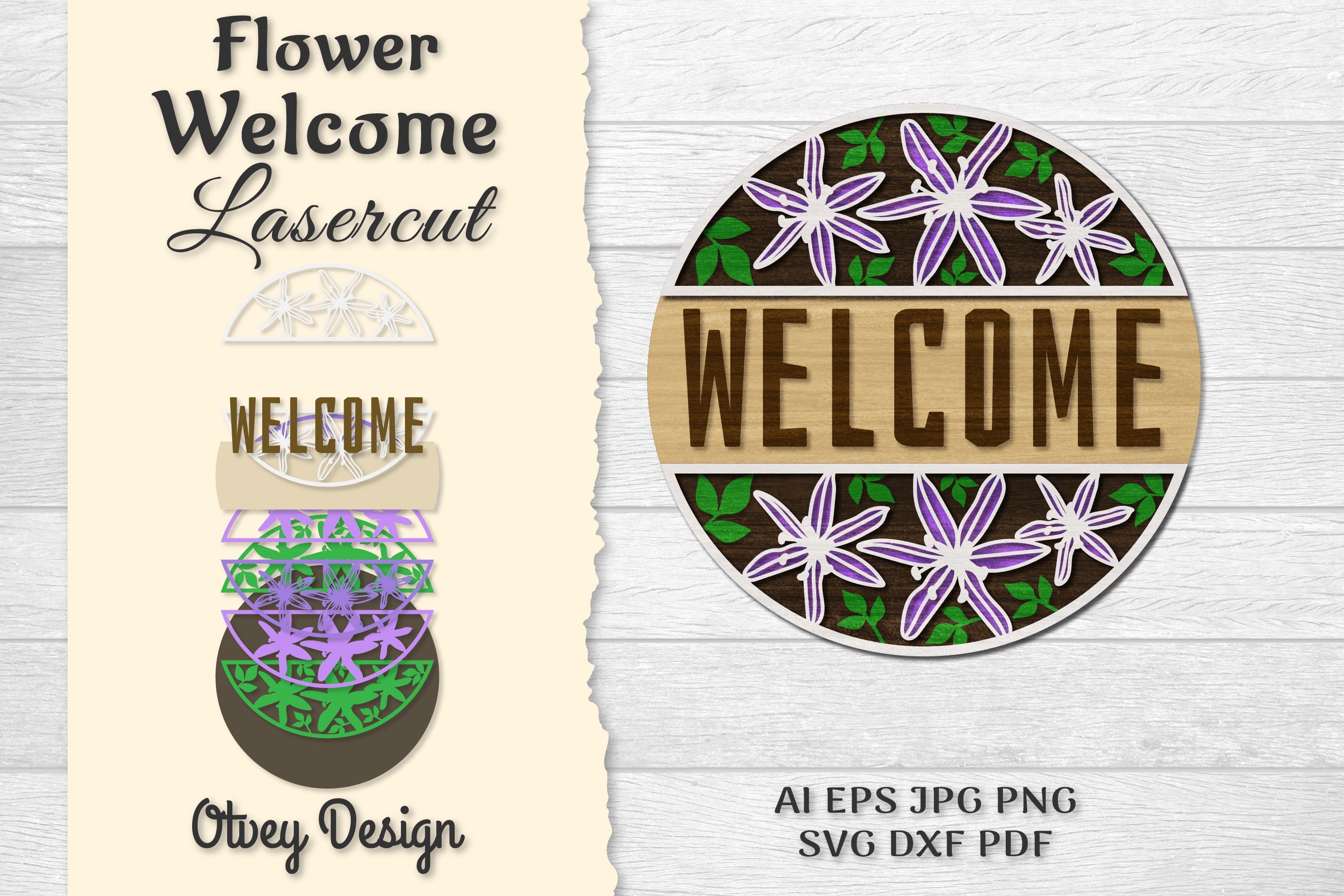 Flower Welcome Lasercut SVG Bundle 4 - CraftNest - Digital Crafting and Art