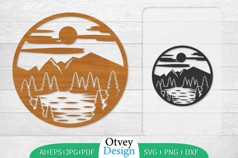 Sunset Mountain Lasercut Wall Decor SVG Bundle 4 - CraftNest - Digital Crafting and Art