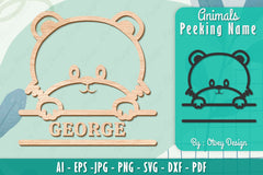 Animals Peeking Name Sign SVG Bundle 4 - CraftNest - Digital Crafting and Art