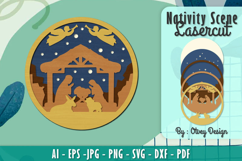 Nativity Scene Religious Christmas Layered Papercut Lasercut SVG Bundle - CraftNest - Digital Crafting and Art