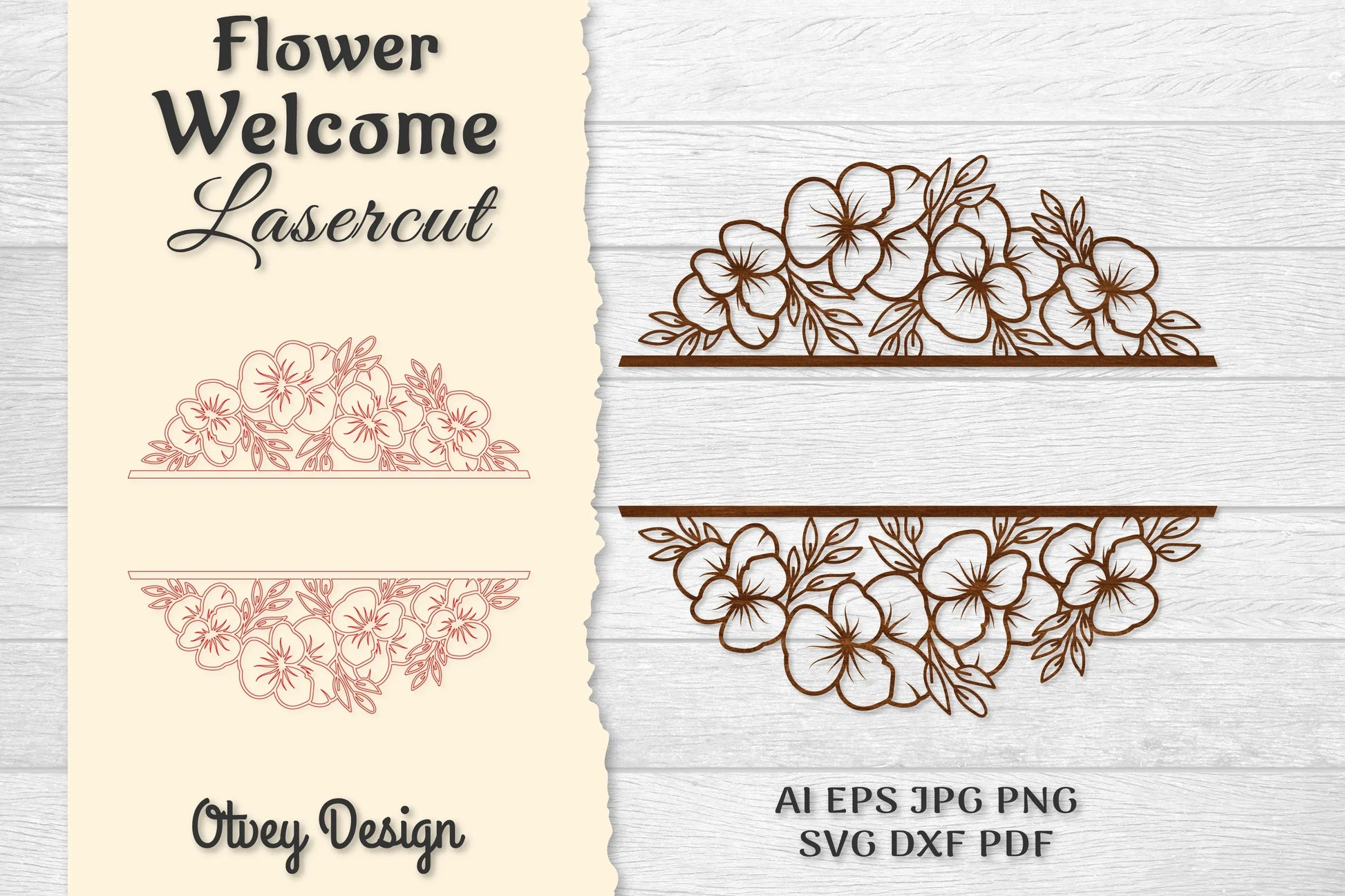 Flower Welcome Slip Lasercut SVG Bundle 12 - CraftNest - Digital Crafting and Art