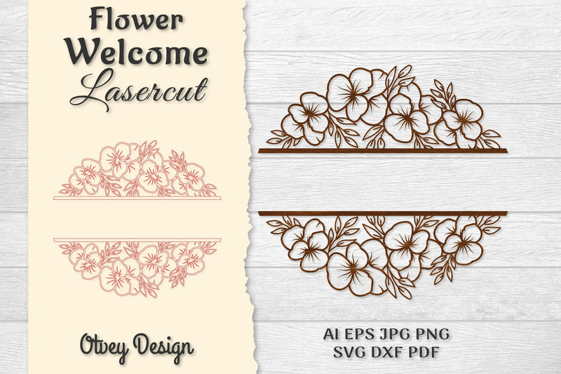 Flower Welcome Slip Lasercut SVG Bundle 12 - CraftNest - Digital Crafting and Art
