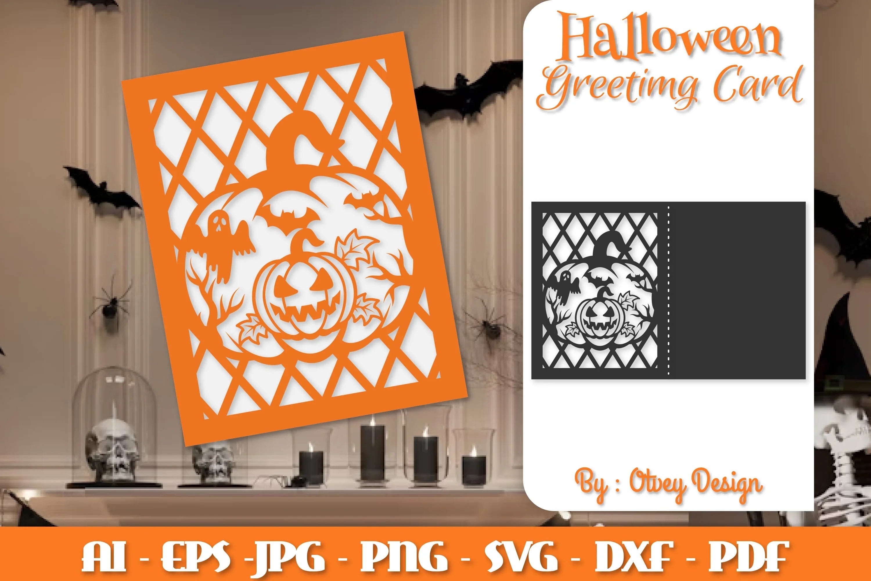 Greeting Card Halloween Pumpkin Scene SVG Bundle - CraftNest - Digital Crafting and Art