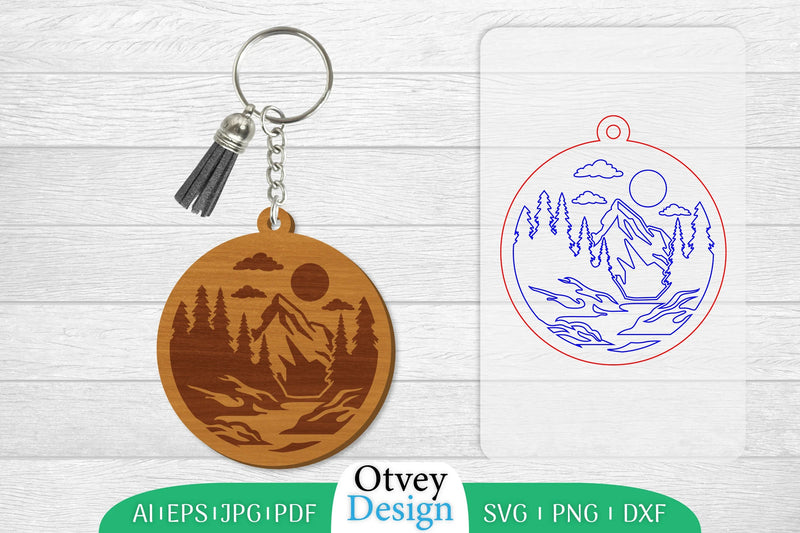 Keychain Sunset Mountain Lasercut SVG Bundle 4 - CraftNest - Digital Crafting and Art