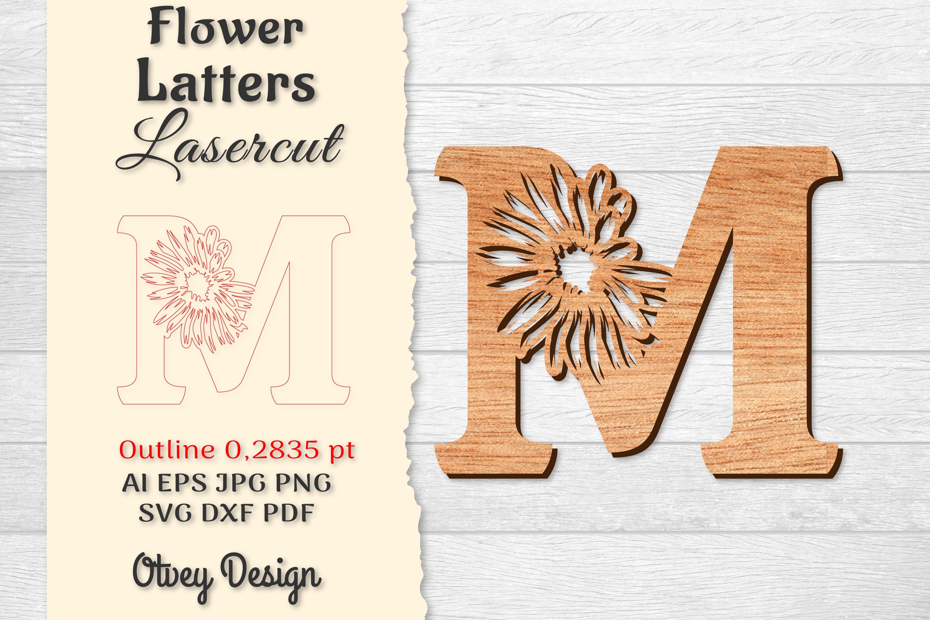 Flower Letters Laser Cut SVG Bundle 11 - CraftNest - Digital Crafting and Art