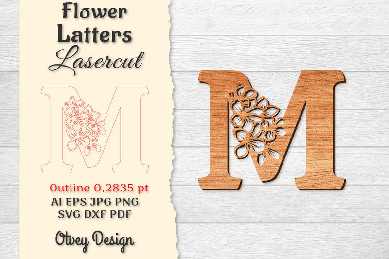 Flower Letters Laser Cut SVG Bundle 158 - CraftNest - Digital Crafting and Art