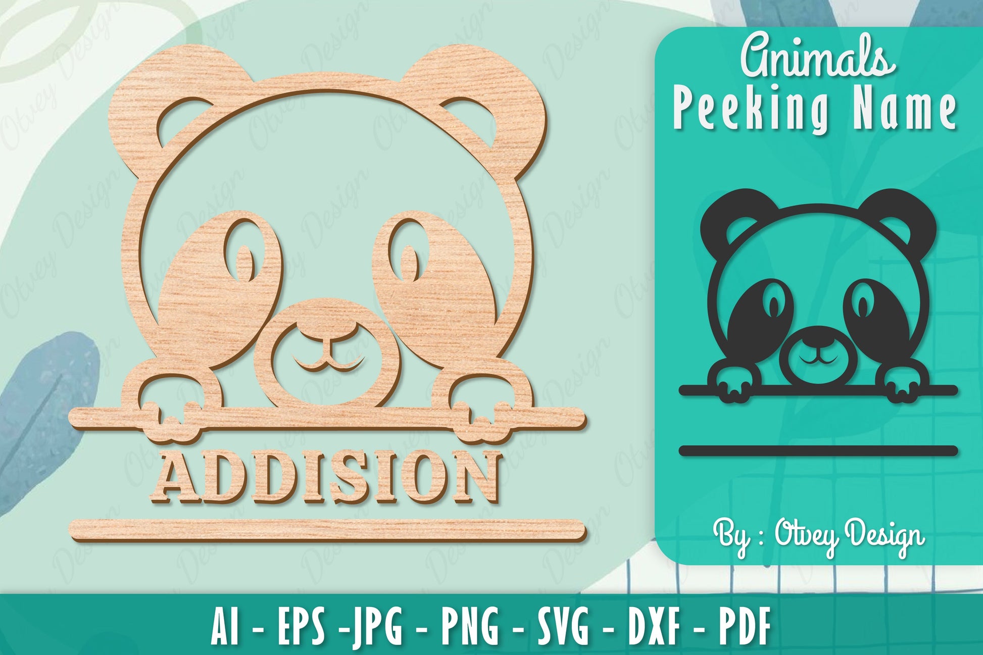 Animals Peeking Name Sign SVG Bundle 5 - CraftNest - Digital Crafting and Art