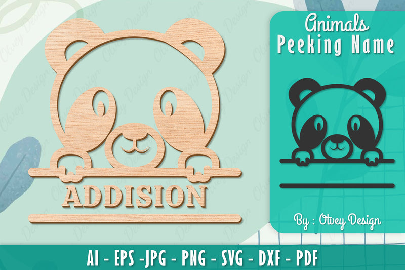 Animals Peeking Name Sign SVG Bundle 5 - CraftNest - Digital Crafting and Art