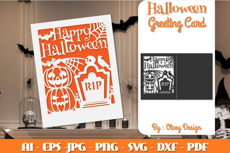 Halloween Scene Greeting Card SVG Bundle - CraftNest - Digital Crafting and Art
