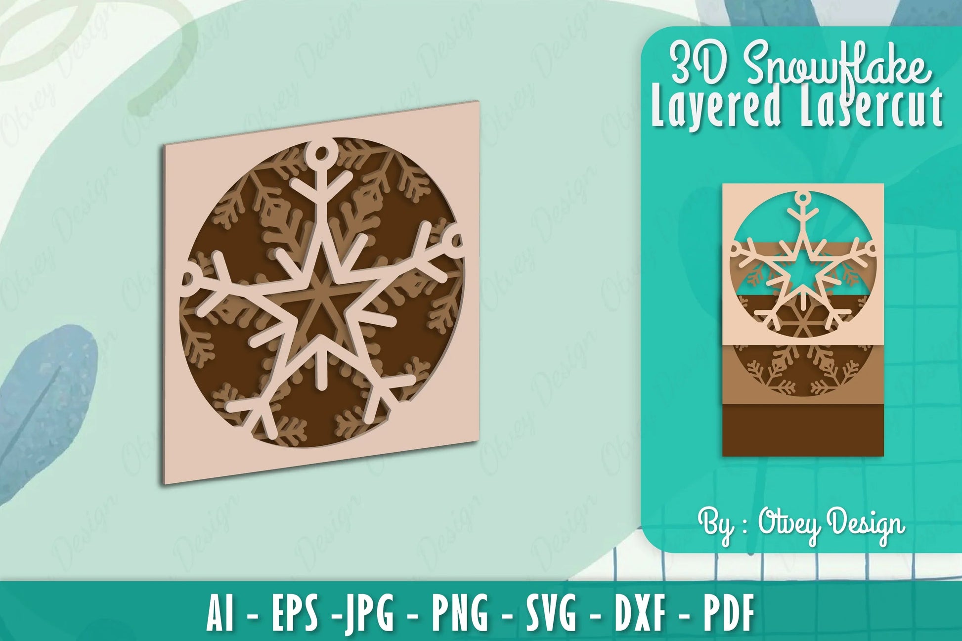Snowflake 3D Layered Lasercut SVG Bundle 5 - CraftNest - Digital Crafting and Art