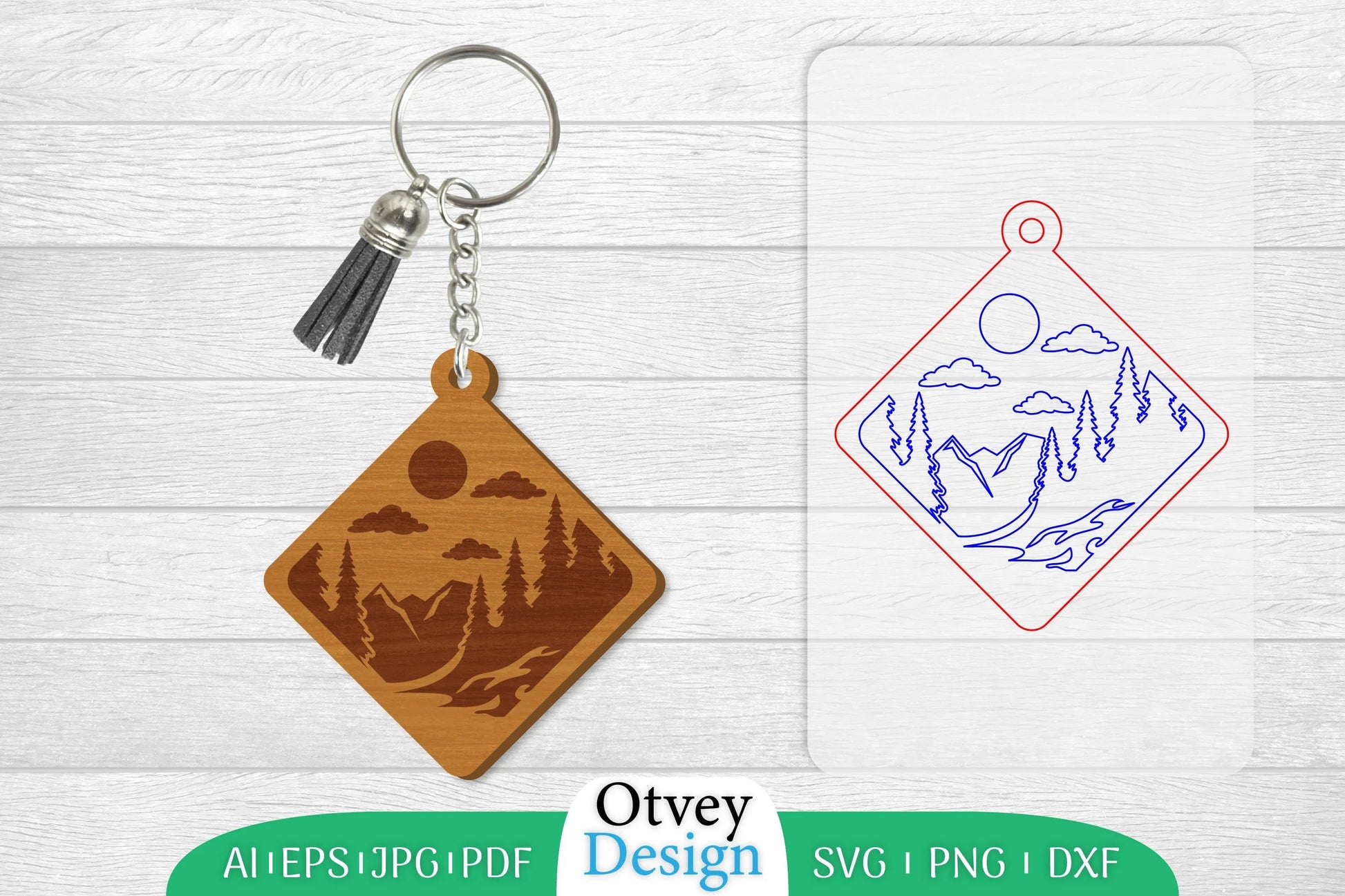 Keychain Sunset Mountain Lasercut SVG Bundle 52 - CraftNest - Digital Crafting and Art