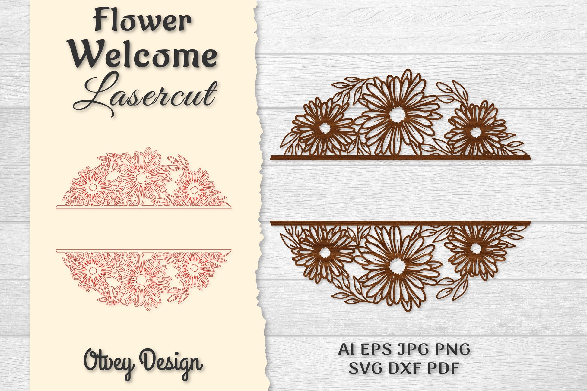 Flower Welcome Slip Lasercut SVG Bundle 13 - CraftNest - Digital Crafting and Art