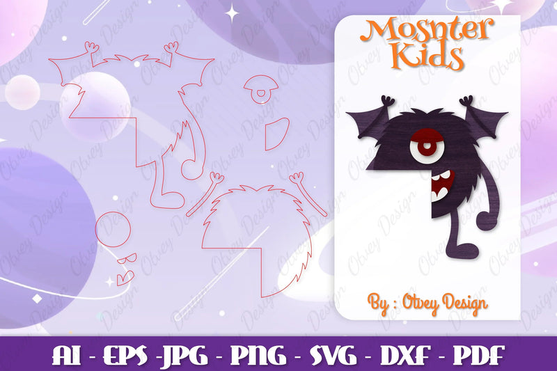 Monster Kids Corner Door Lasercut SVG Bundle 14 - CraftNest - Digital Crafting and Art