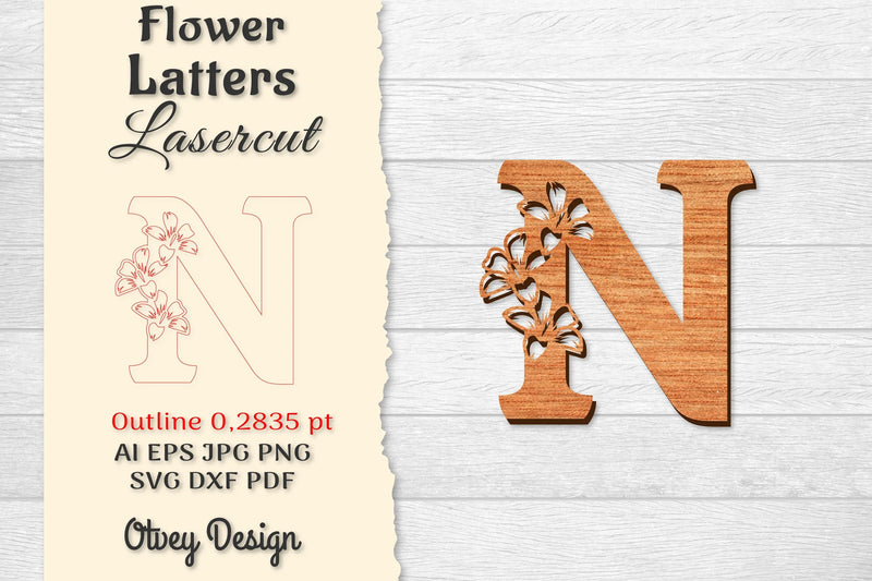 Flower Letters Laser Cut File SVG Bundle 127 - CraftNest - Digital Crafting and Art