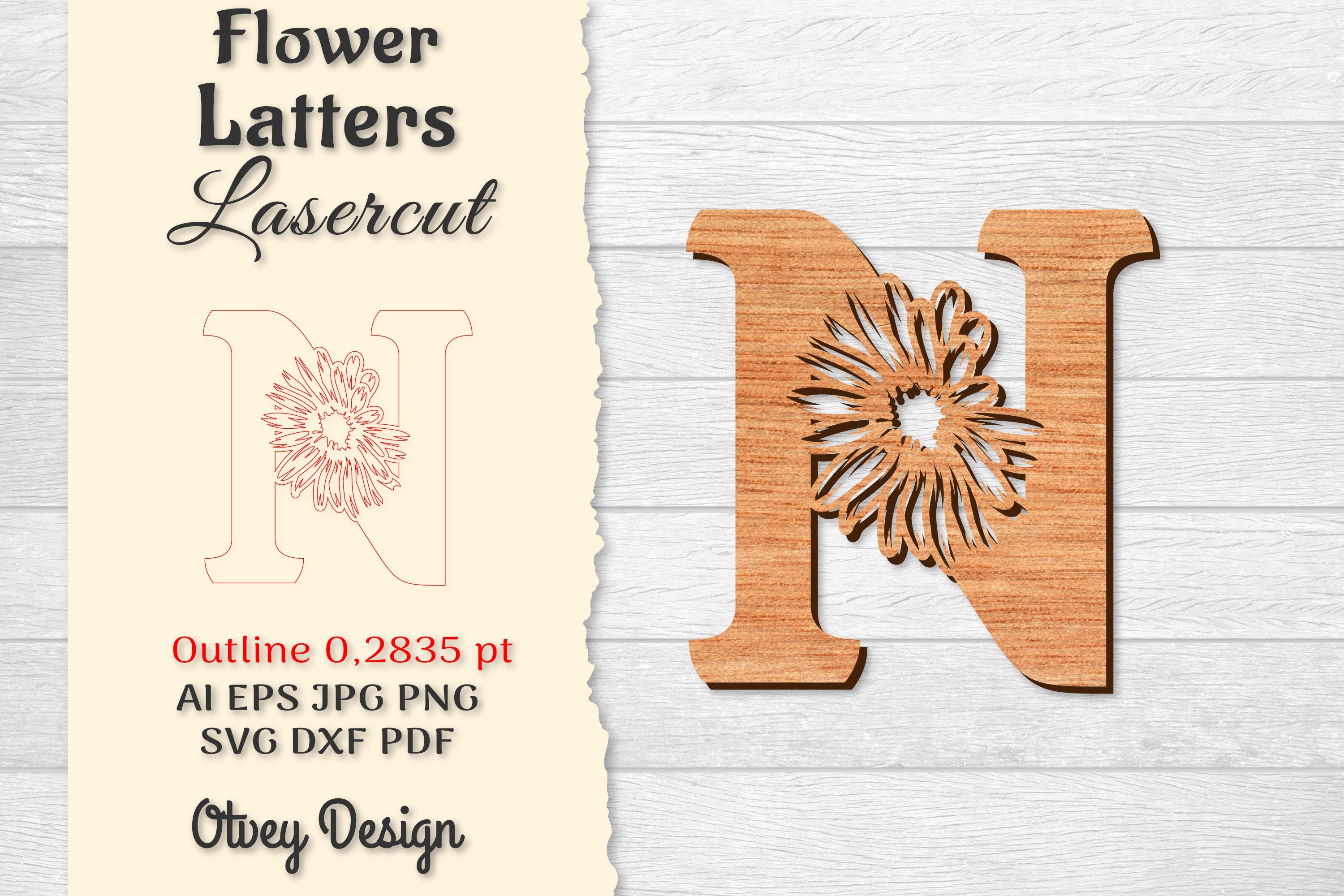 Flower Letters Laser Cut SVG Bundle 12 - CraftNest - Digital Crafting and Art