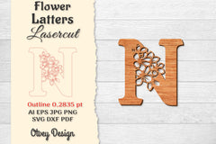 Flower Letters Laser Cut SVG Bundle 159 - CraftNest - Digital Crafting and Art