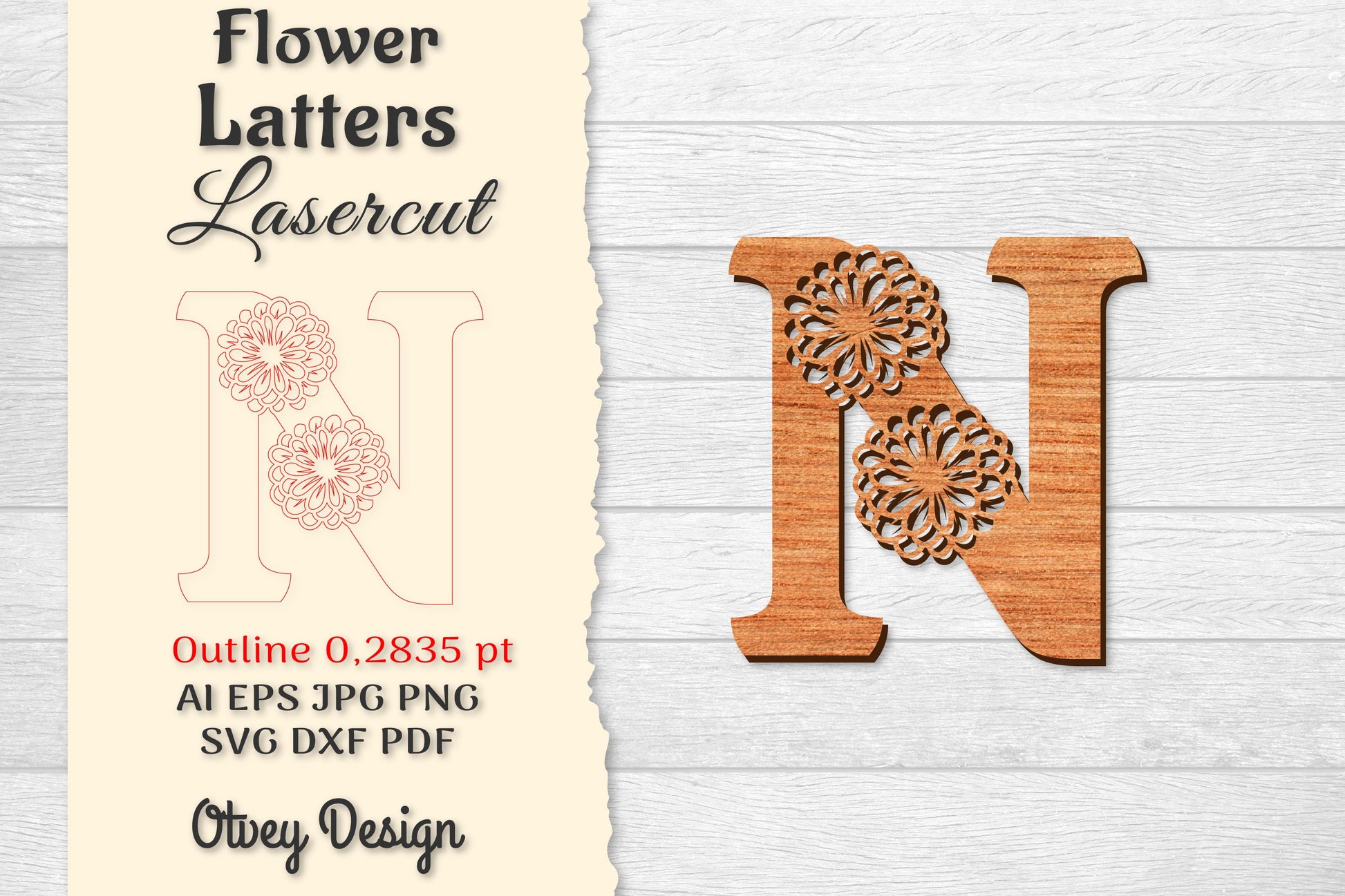 Flower Letters Laser Cut SVG Bundle 43 - CraftNest - Digital Crafting and Art