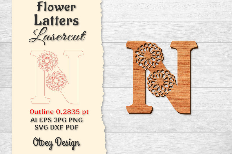 Flower Letters Laser Cut SVG Bundle 43 - CraftNest - Digital Crafting and Art