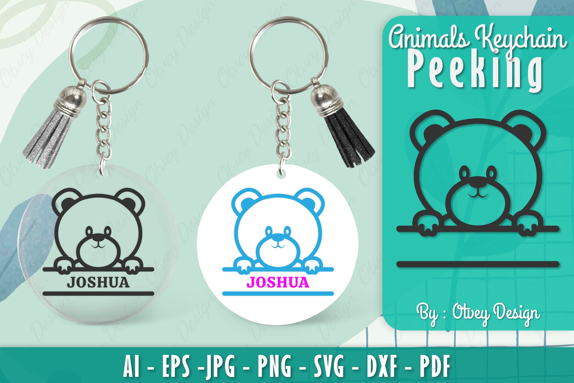 Animals Peeking Keychain SVG Bundle 6 - CraftNest - Digital Crafting and Art