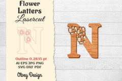 Flower Letters Laser Cut File SVG Bundle 114 - CraftNest - Digital Crafting and Art
