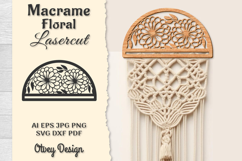 Macrame Frame Floral Lasercut SVG Bundle 14 - CraftNest - Digital Crafting and Art
