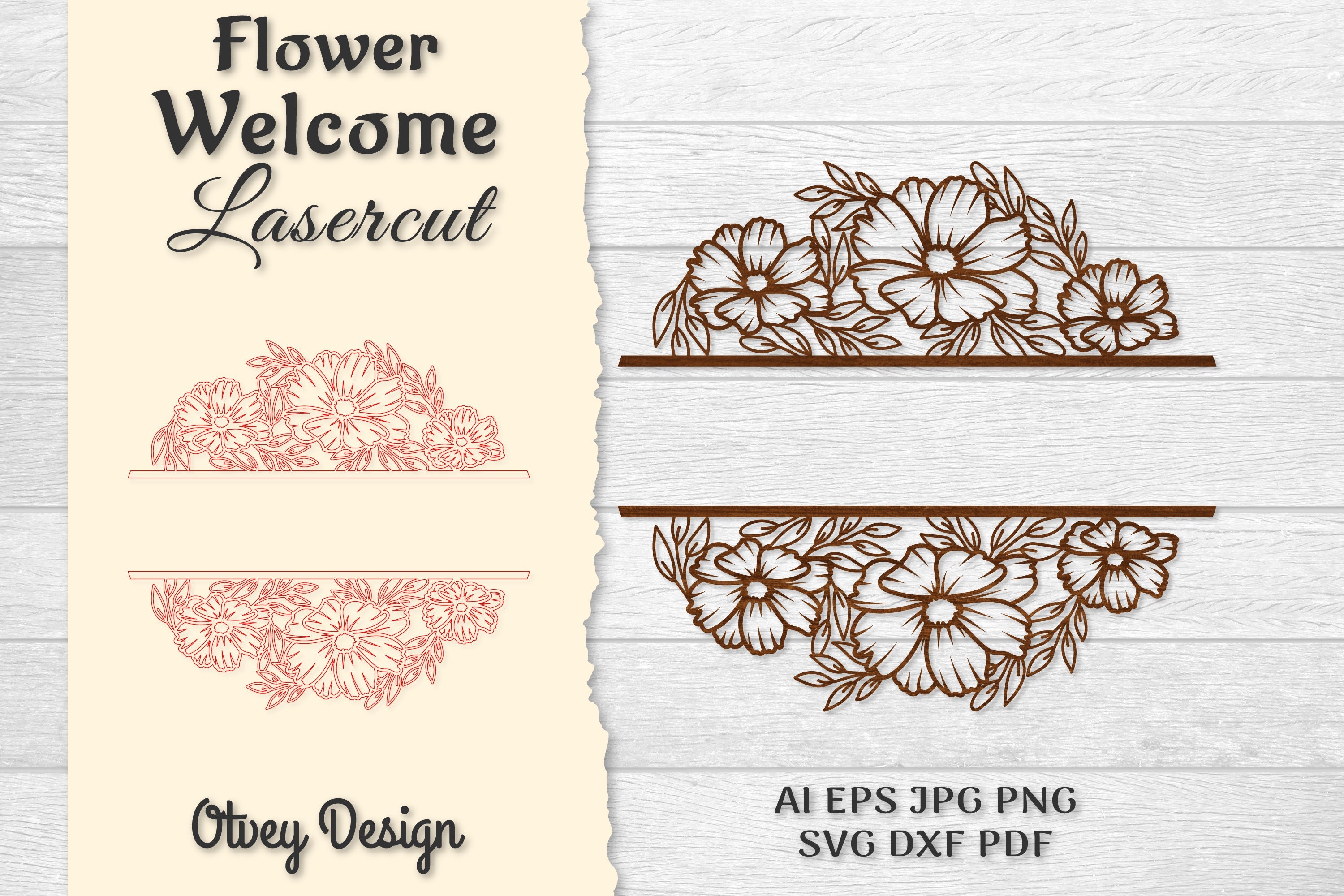 Flower Welcome Slip Lasercut SVG Bundle 14 - CraftNest - Digital Crafting and Art