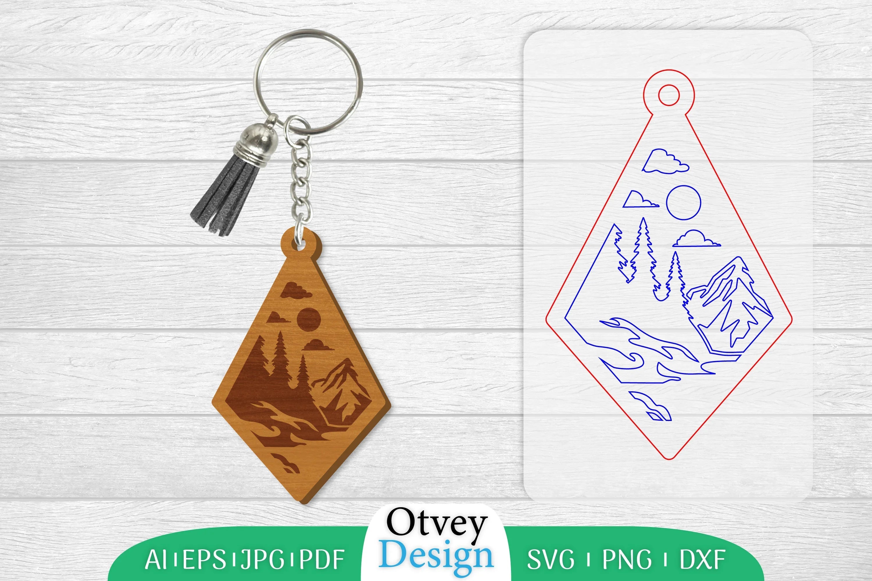 Keychain Sunset Mountain Lasercut SVG Bundle 33 - CraftNest - Digital Crafting and Art