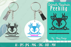 Animals Peeking Keychain SVG Bundle 7 - CraftNest - Digital Crafting and Art