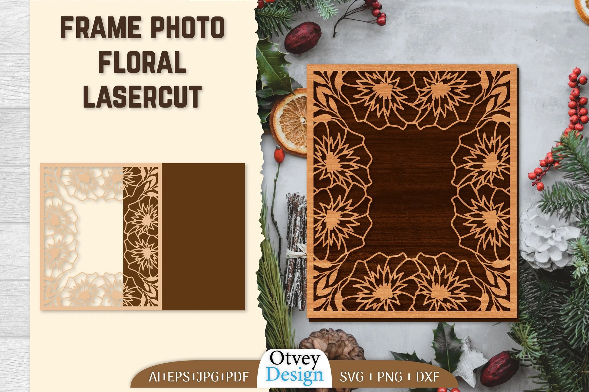 Floral Lasercut Frame Photo SVG Bundle 12 - CraftNest - Digital Crafting and Art