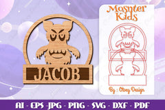 Cute Monster Name Sign Lasercut SVG Bundle 9 - CraftNest - Digital Crafting and Art