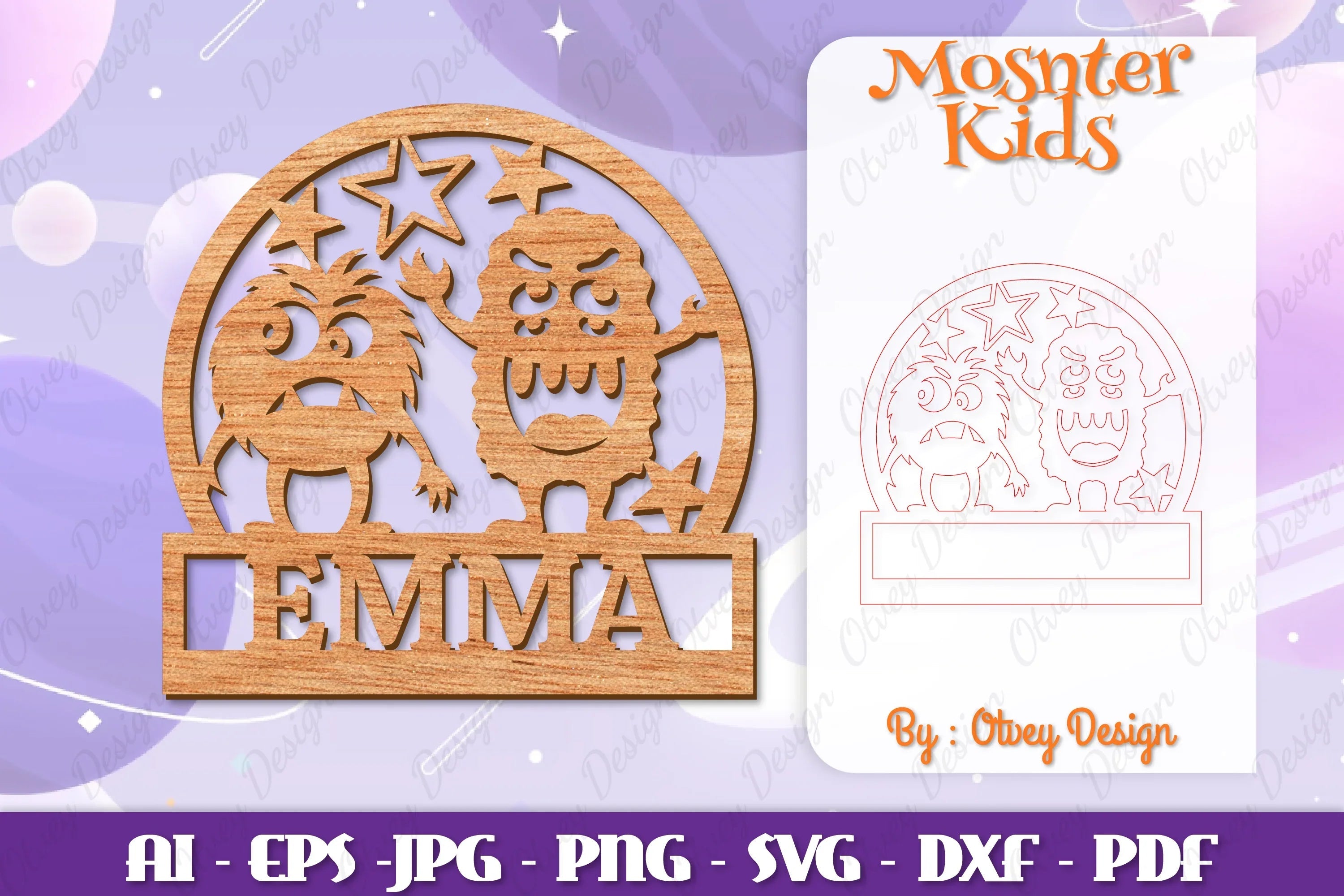 Monsters Kids Name Sign Lasercut SVG Bundle 15 - CraftNest - Digital Crafting and Art