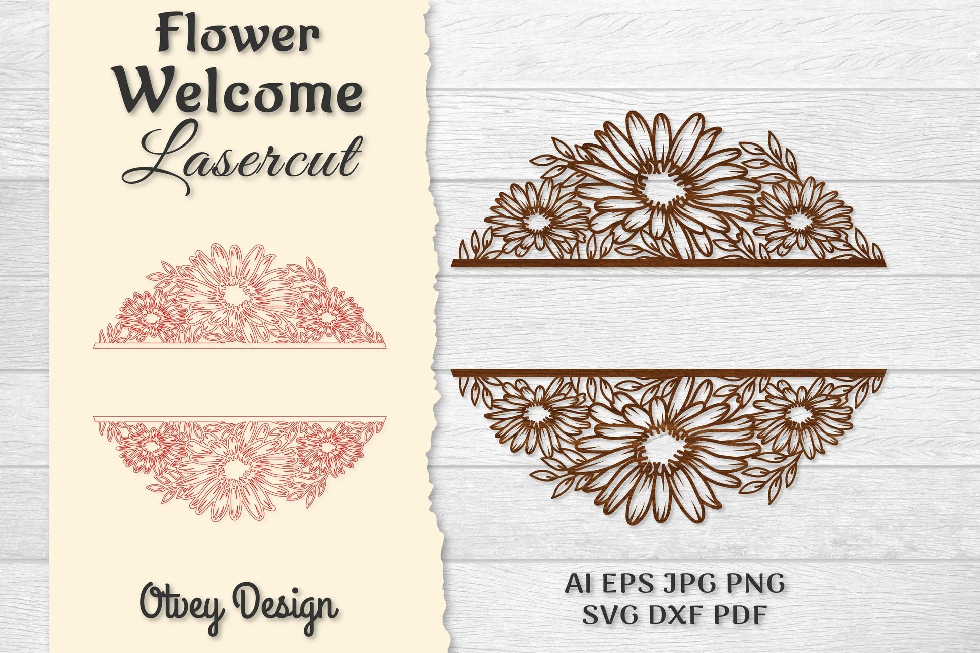 Flower Welcome Slip Lasercut SVG Bundle 15 - CraftNest - Digital Crafting and Art