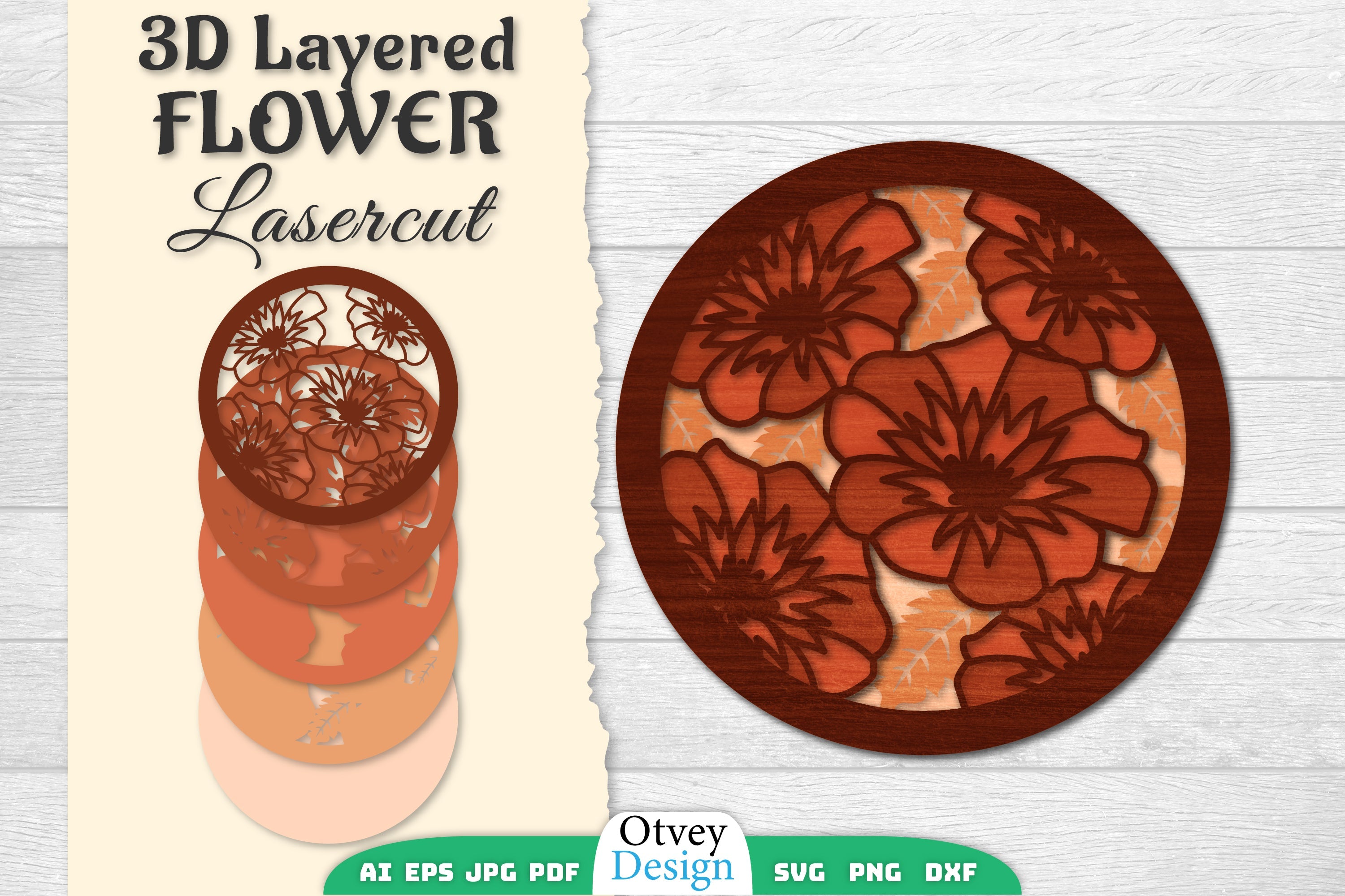 3D Layered Flower Lasercut SVG Bundle 5 - CraftNest - Digital Crafting and Art