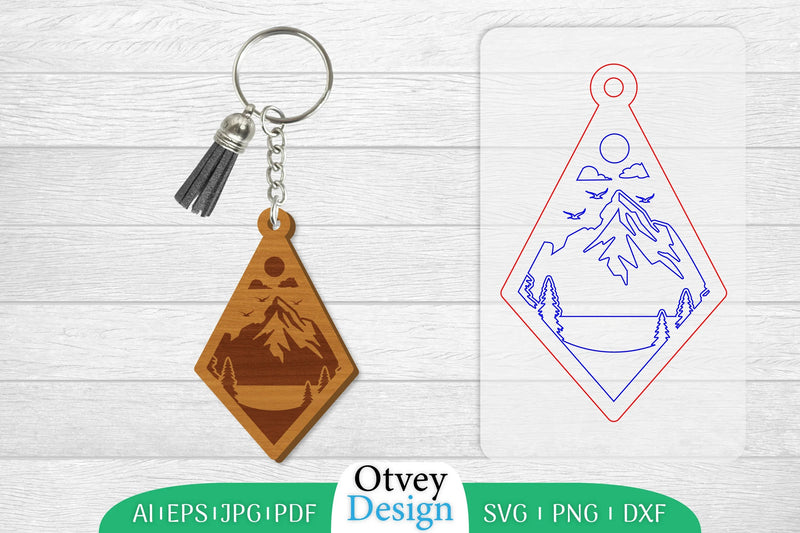 Keychain Sunset Mountain Lasercut SVG Bundle 34 - CraftNest - Digital Crafting and Art