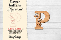 Flower Letters Laser Cut File SVG Bundle 98 - CraftNest - Digital Crafting and Art