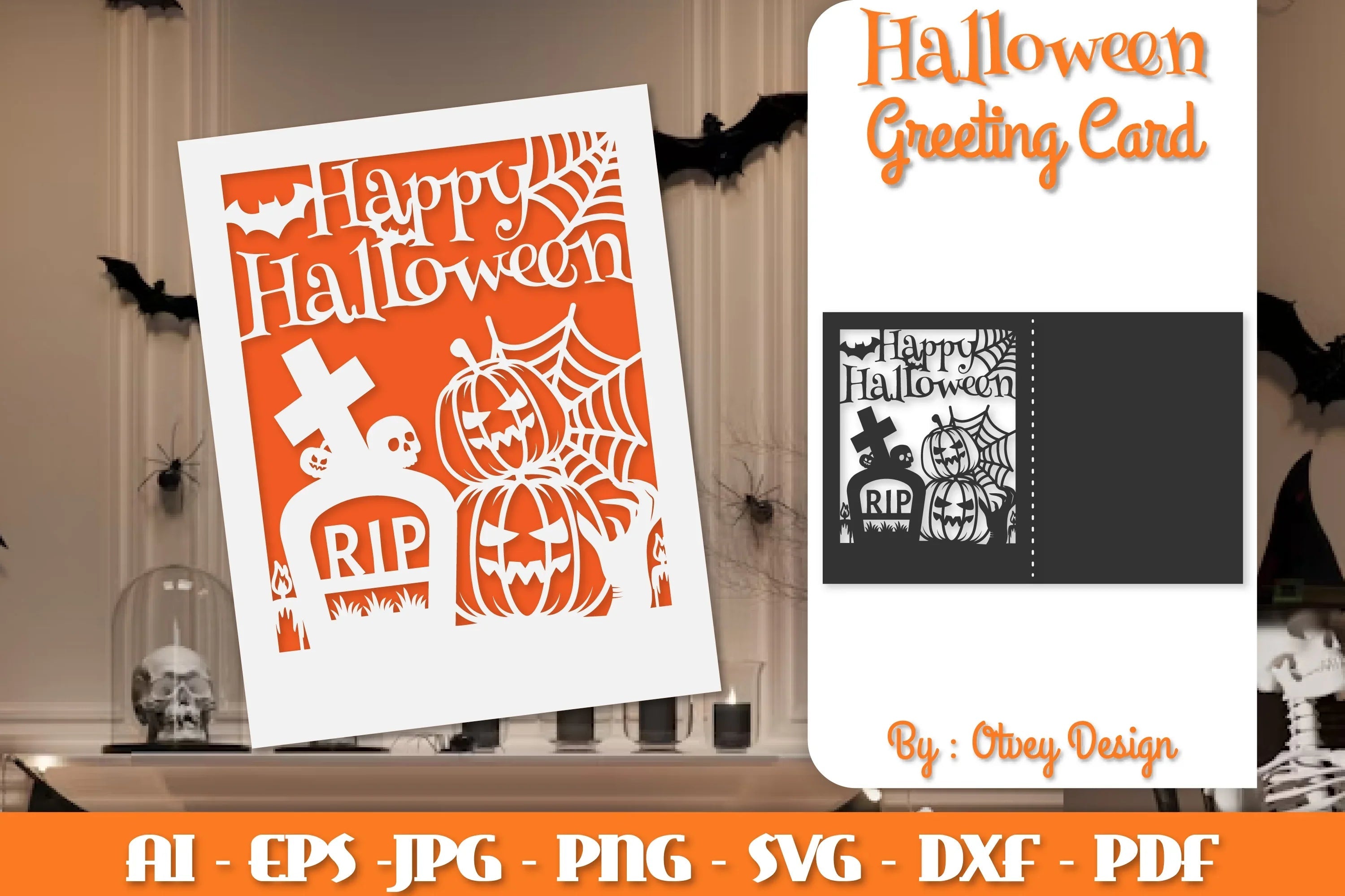 Halloween Scene Greeting Card SVG Bundle - CraftNest - Digital Crafting and Art