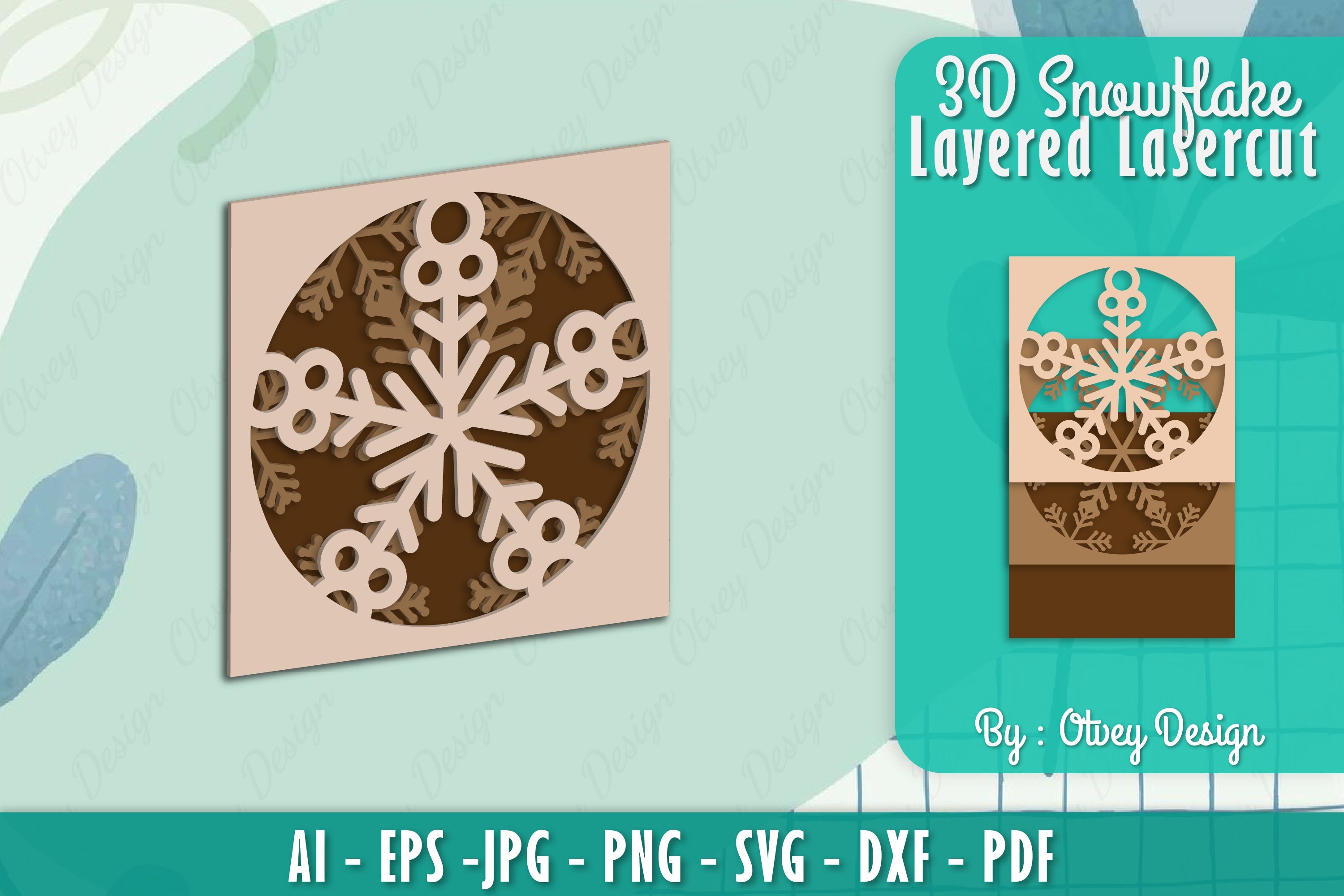 Snowflake 3D Layered Lasercut SVG Bundle 8 - CraftNest - Digital Crafting and Art