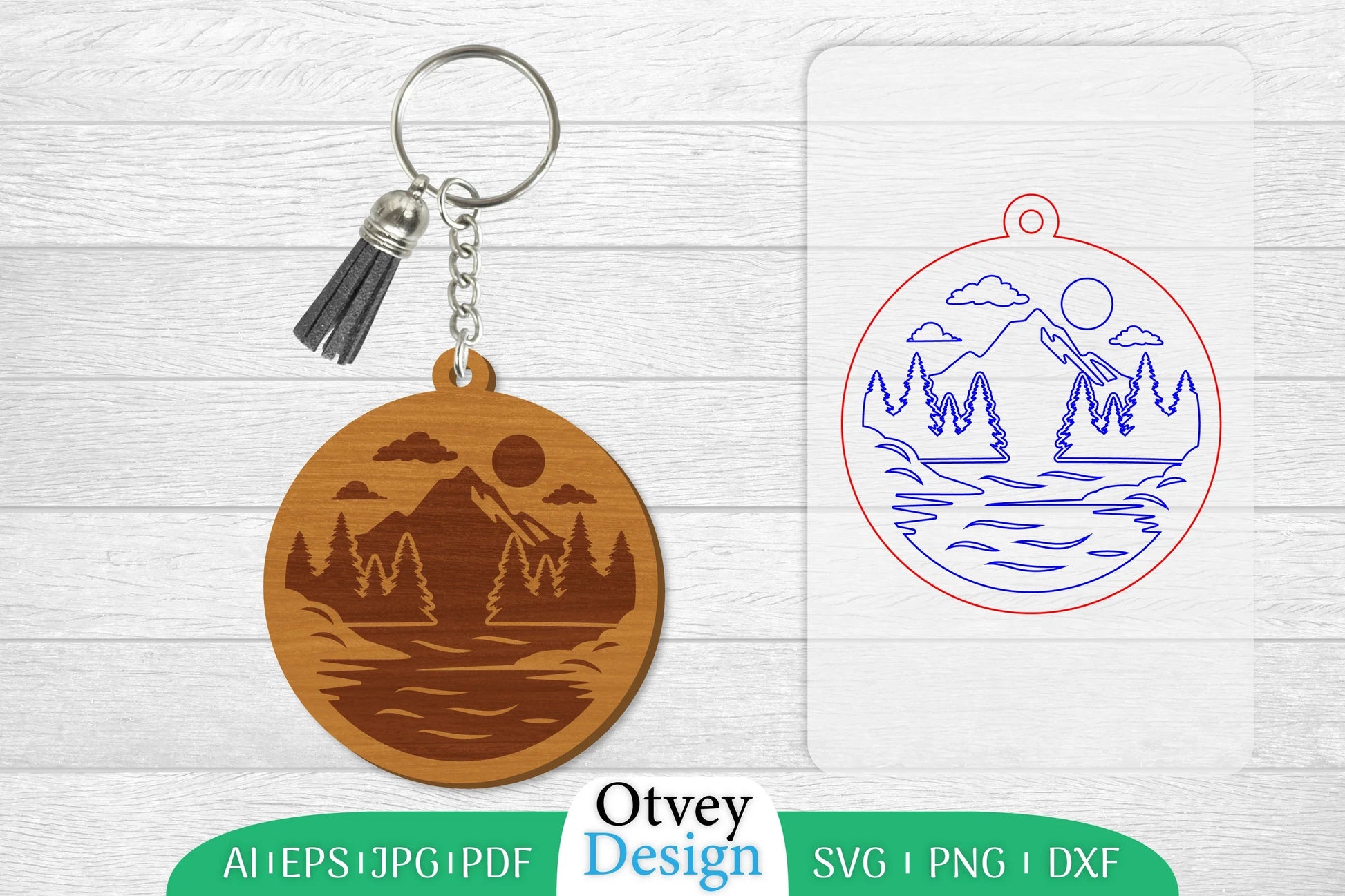 Keychain Sunset Mountain Lasercut SVG Bundle 7 - CraftNest - Digital Crafting and Art