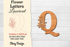 Flower Letters Laser Cut File SVG Bundle 37 - CraftNest - Digital Crafting and Art