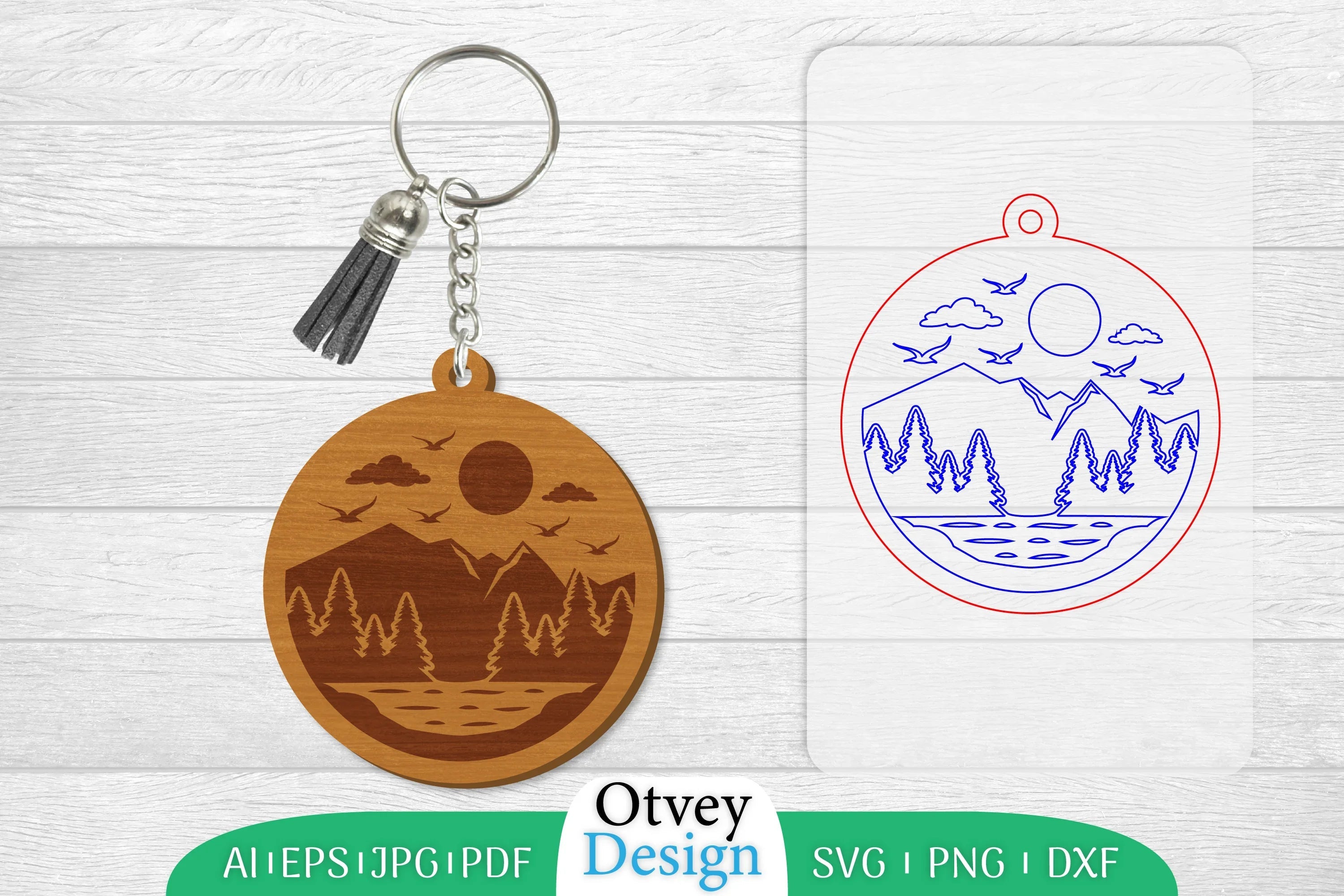 Keychain Sunset Mountain Lasercut SVG Bundle 8 - CraftNest - Digital Crafting and Art