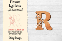 Flower Letters Laser Cut SVG Bundle 147 - CraftNest - Digital Crafting and Art