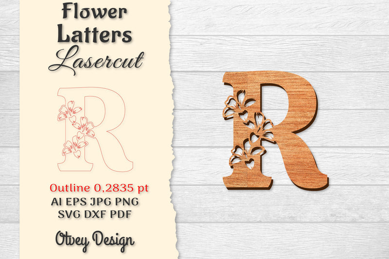 Flower Letters Laser Cut SVG Bundle 147 - CraftNest - Digital Crafting and Art