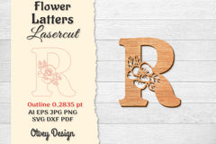 Flower Letters Laser Cut SVG Bundle 83 - CraftNest - Digital Crafting and Art