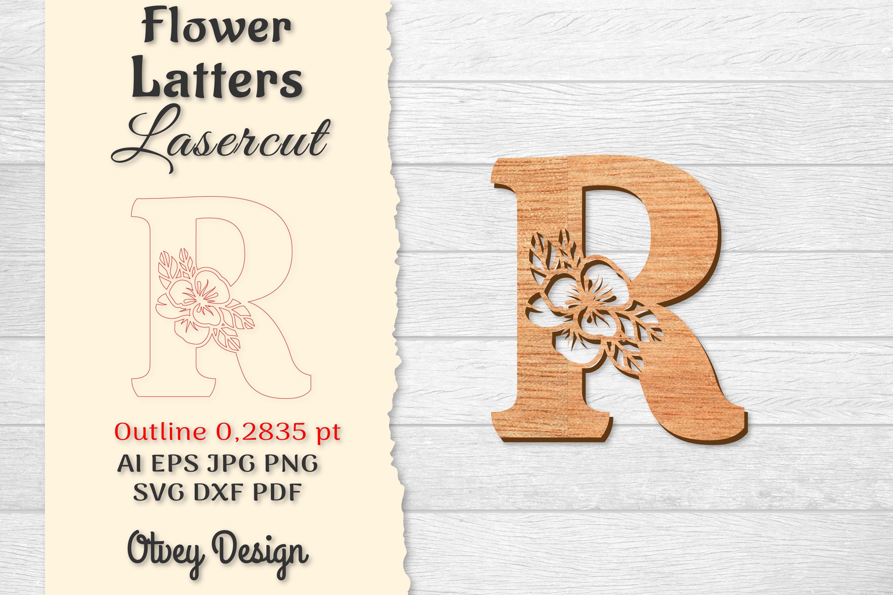 Flower Letters Laser Cut SVG Bundle 83 - CraftNest - Digital Crafting and Art
