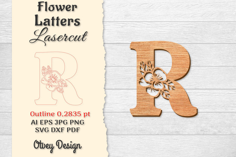 Flower Letters Laser Cut SVG Bundle 83 - CraftNest - Digital Crafting and Art