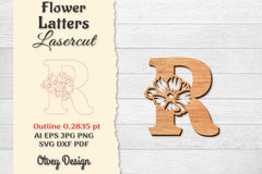 Flower Letters Laser Cut File SVG Bundle 55 - CraftNest - Digital Crafting and Art