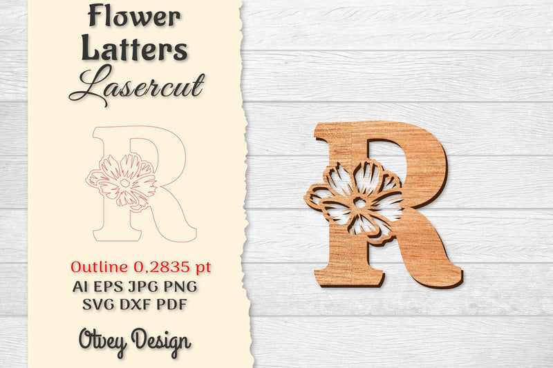 Flower Letters Laser Cut File SVG Bundle 55 - CraftNest - Digital Crafting and Art